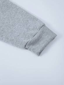 男士小鹿&字母圖案加絨內裏連帽衫