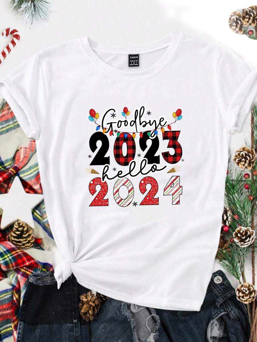 INAWLY 聖誕圖案T恤 - 白色 - 查看 1