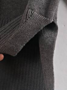 GIGOGOU 秋冬保暖女士宽松高领毛衣休闲长袖上衣秋季衣服 - 深灰色 - 查看 7