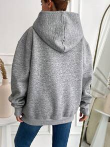 Damski Jednolity kolor Zamek z przodu Z Kapturem Polar Bluzy
