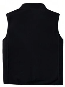 Manfinity Homme Loose-Fit Men's Zip Up Vest Jacket Teddy Lined Fleece Coat - Black - View 2