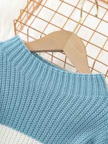 SHEIN Áo len phối màu và quần dệt kim cho bé trai mùa thu - Nhiều màu - Xem 5
