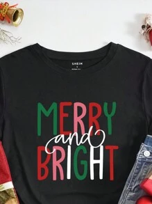 INAWLY Áo thun in hình Giáng sinh Áo thun họa tiết cho nữ - màu đen - Xem 4
