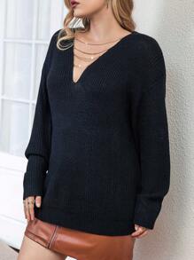 SHEIN Unity Talla grande Jersey con diseño de cadena de hombros caídos