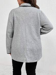 SHEIN LUNE Plus Contrast Binding Waterfall Collar Open Front Coat - Grey - View 2