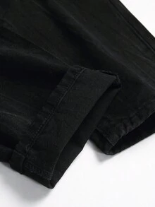 Tween Boy Ripped Frayed Ripped Jeans - Black - View 4