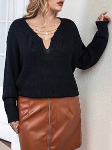 SHEIN Unity Talla grande Jersey con diseño de cadena de hombros caídos