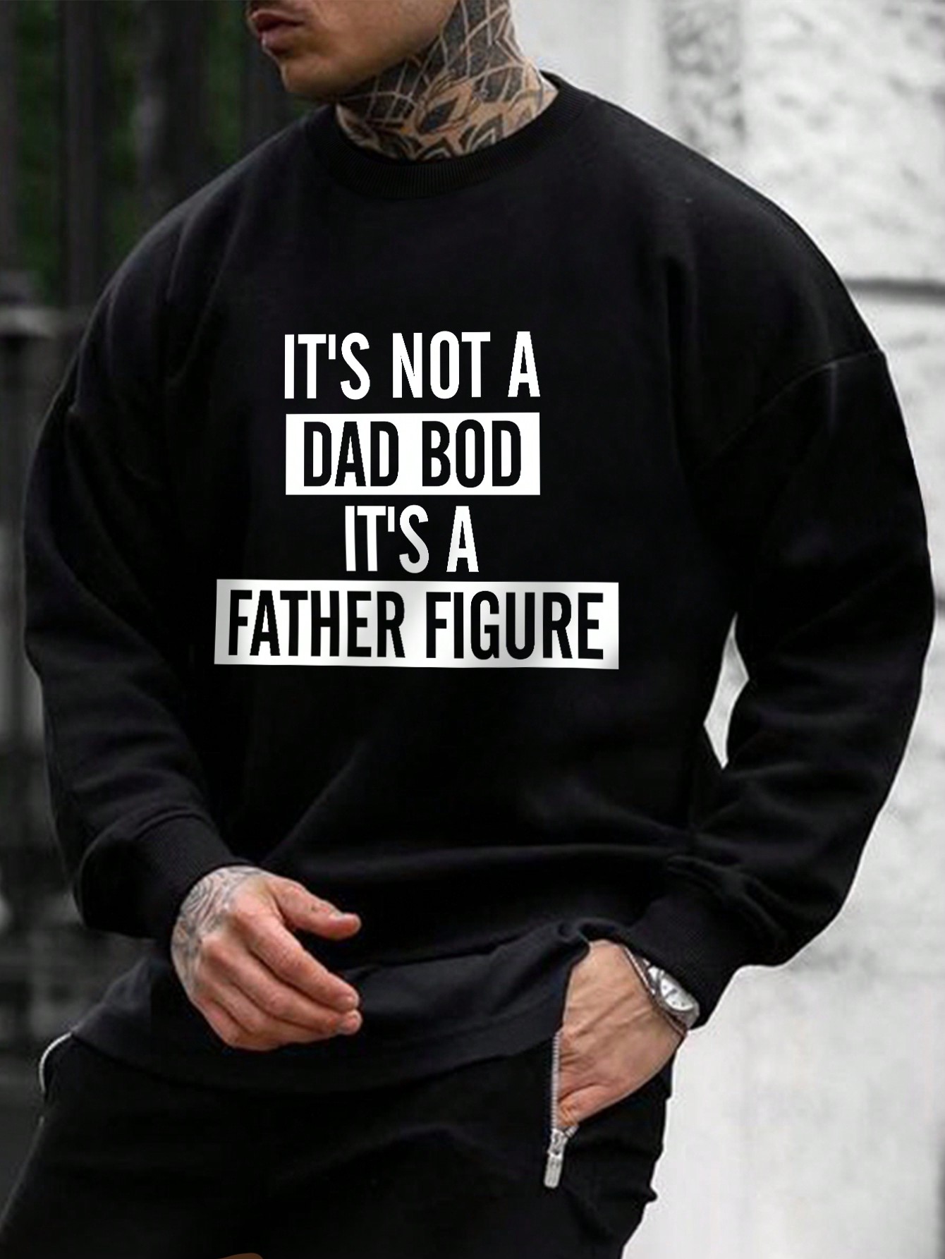 Men Plus Slogan Graphic Thermal Sweatshirt