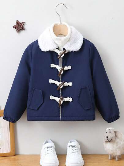 SHEIN 男小童羊絨領口行李袋夾克無毛衣