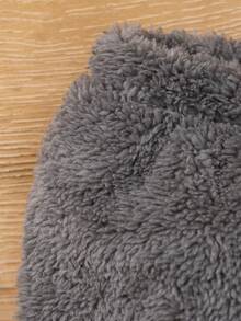 SHEIN Young Girl Solid Teddy Pants - Grey - View 3