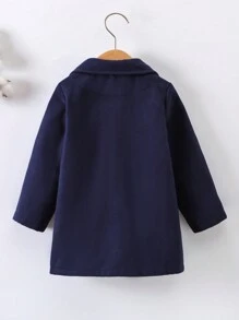 SHEIN Toddler Young Boy Casual And Gentleman Style Mid-Length Thick Knitted Padded Coat - Navy Blue - View 2