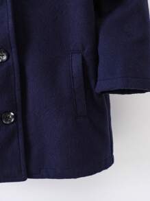 SHEIN Toddler Young Boy Casual And Gentleman Style Mid-Length Thick Knitted Padded Coat - Navy Blue - View 4