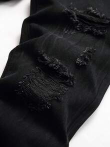 Tween Boy Ripped Frayed Ripped Jeans - Black - View 3