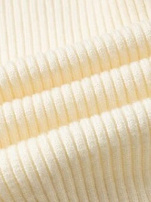 SHEIN Unity Chất rắn Nút phía trước Áo len Mở - Màu be - Xem 8