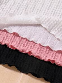 3入組青少年女孩高領木耳邊T恤 - 彩色 - 查看 4