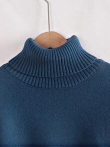 GIGOGOU 秋冬保暖女士宽松高领毛衣休闲长袖上衣秋季衣服 - 藏蓝色 - 查看 7