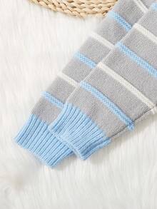 Chàng trai trẻ Mẫu sọc Thêu Khủng long Áo len - Xám - Xem 6