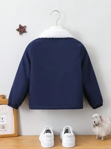 SHEIN 男小童羊絨領口行李袋夾克無毛衣