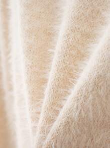 Teen Girl Graphic Pattern Drop Shoulder Fuzzy Sweater