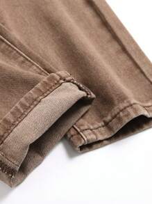 青少年男生坑洞刮痕牛仔褲 - 咖啡棕 - 查看 3