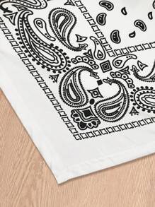 Breezaya 佩斯利印花手帕下摆吊带背心 图案 T 恤 女式上衣 - 白色 - 查看 3