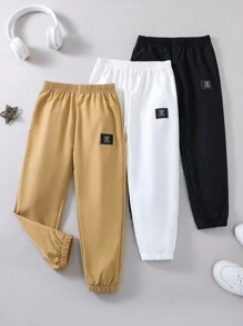 男小童3入組字母補丁細節衛褲 - 彩色 - 查看 1
