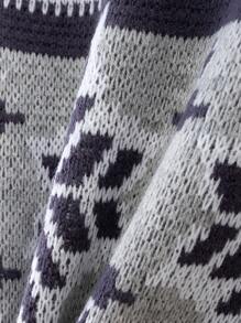 Teen Boy Geo Pattern Zipper Front Drop Shoulder Sweater - Multicolor - View 5