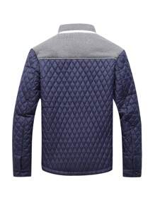 Men's Contrast Plaid Single-Breasted Warm Jacket