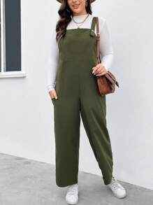 SHEIN LUNE Plus Size One Piece Jumpsuit - Army Green - View 4