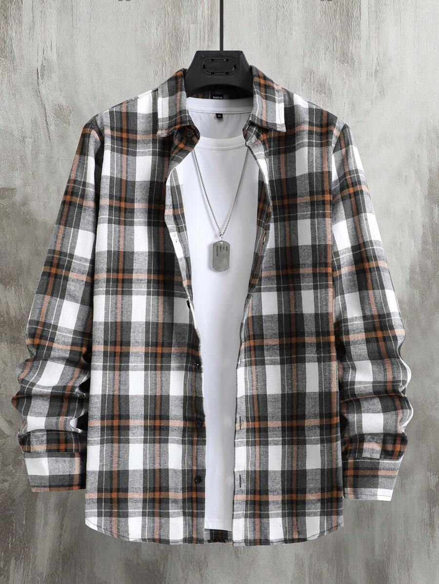 Manfinity Homme Homme Chemise À Carreaux (Sans T-Shirt)