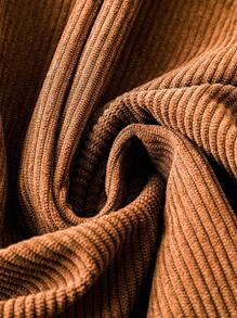 SHEIN LUNE Plus Solid Button Front Coat - Coffee Brown - View 5