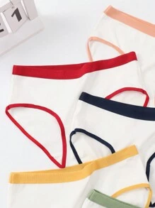 Chica adolescente 5 piezas Calzoncillos unido en contraste - Multicolor - Ver 3