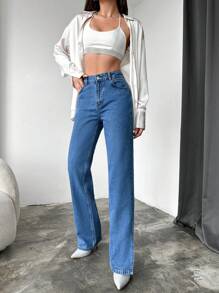 EURMUSE Jean Droit Fendu - Bleu azur - Voir 3