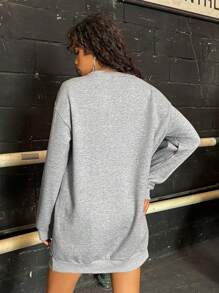 SHEIN EZwear Reflective Skeleton Print Drop Shoulder Sweatshirt Dress