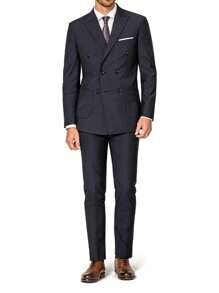 Calvornis Men's Striped Notch Lapel Double-breasted Slim Fit Suit
