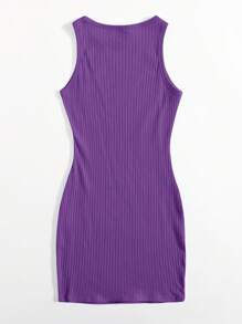 SHEIN Essnce 羅紋針織緊身洋裝 - 紫色 - 查看 2