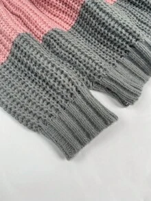 Áo len nữ dáng rộng, gợi cảm, hở vai, kiểu áo chui đầu dệt kim gân phối màu tương phản, áo tay dài lệch vai mùa xuân. - Nhiều màu - Xem 9