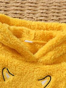 SHEIN 女小童卡通刺繡毛絨帽衫&緊身打底褲