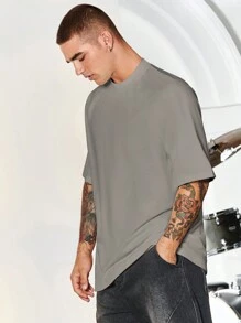 Chillumni Men's Round Neck Short Sleeve T-shirt - Grey - View 5