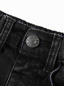 Bé trai Đau khổ Co giãn Denim Quần jean - màu đen - Xem 3