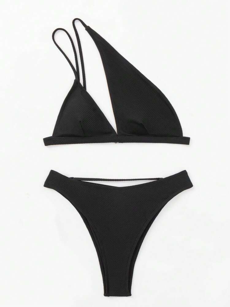 Summer One-Shoulder Hollow Out Detail Bikini Set