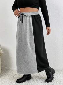SHEIN Essnce Hơn Hai âm Eo dây rút Váy - Xám - Xem 1