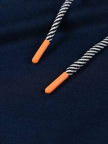 Manfinity Sport Corelite Nam Đồ họa Chữ cái Dây kéo Dây rút áo có mũ Jacket thể thao - Màu xanh hải quân - Xem 8