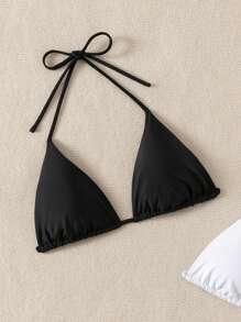 SHEIN Swim 2 Piezas/set Top De Bikini De Cuello Halter Para Mujer
