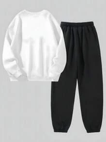 SHEIN Drop Shoulder Pullover mit Buchstabengrafik & Jogginghose