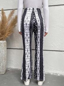 SHEIN Maternity Allover Print Adjustable Waist Flare Leg Pants