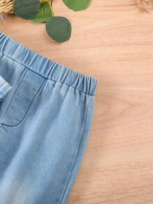 SHEIN 男小童格紋印花襯衫&牛仔褲