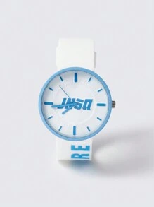 青少年硅胶石英表 - 淺藍色 - 查看 4