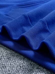 男士城市印花束口帽衫 - 寶藍色 - 查看 3