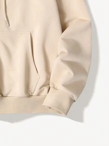 Lỏng lẻo phù hợp Nam Chữ cái & Dấu sao In Dây kéo Dây rút Hoodie - Màu Khaki - Xem 5